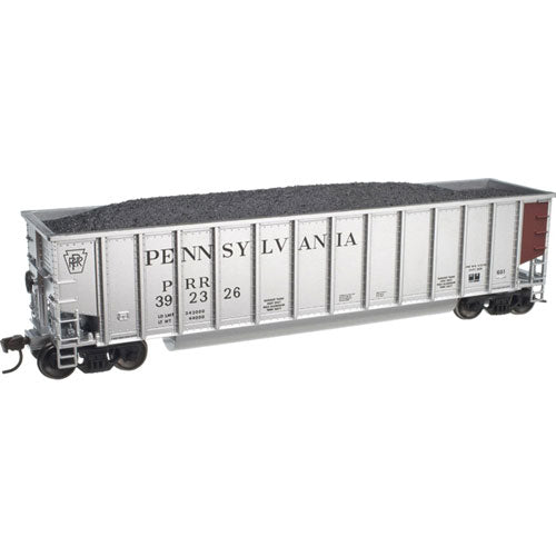 Aluminum Coal Gondola w/Load - Ready to Run -- Pennsylvania Railroad #392557 (Fantasy Scheme, aluminum, Tuscan, black)