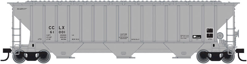 Thrall 4750 3-Bay Covered Hopper - Ready to Run -- Crystal Car Line CCLX #61010 (gray, Reporting Marks Only)