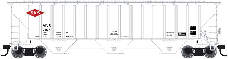 Thrall 4750 3-Bay Covered Hopper - Ready to Run -- Minneapolis, Northfield & Southern #3100 (white, red)