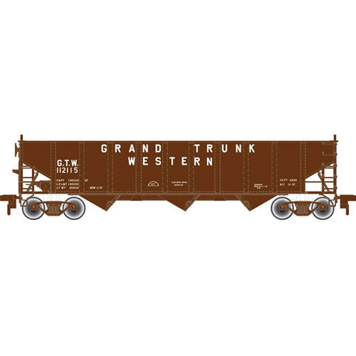 AAR 70 Ton 3-Bay Open Hopper w/Standard Ends - Ready to Run -- Grand Trunk Western #112115 (Boxcar Red, Billboard Lettering)