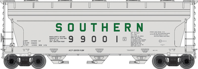 ACF 3560 Covered Hopper - Ready to Run -- Southern Railway #99001 (gray, green, black, Billboard Lettering)