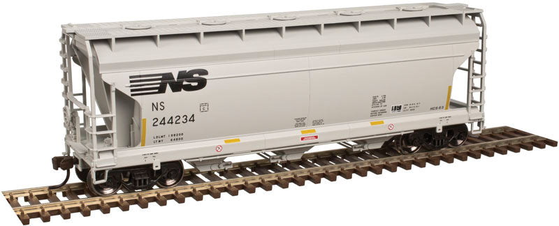 ACF 3560 Center-Flow Covered Hopper - Ready to Run -- Norfolk Southern #244234 (gray, black, yellow Conspicuity Marks)