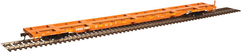 85' Trash Container Flatcar - Ready to Run -- East Carbon-DSEX #7001 (orange, yellow Conspicuity Markings)
