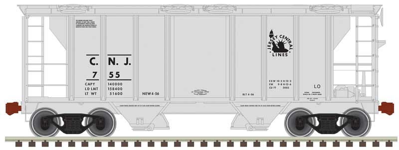 PS-2 2-Bay Covered Hopper - Ready to Run -- Central Railroad of New Jersey #830 (gray, Liberty Logo)