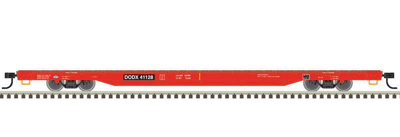68' Flatcar - Ready to Run -- United States Department of Defense #41107 (red, black)