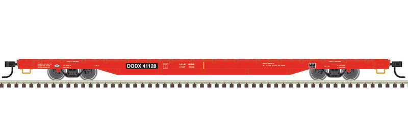 68' Flatcar - Ready to Run -- United States Department of Defense #41155 (red, black)