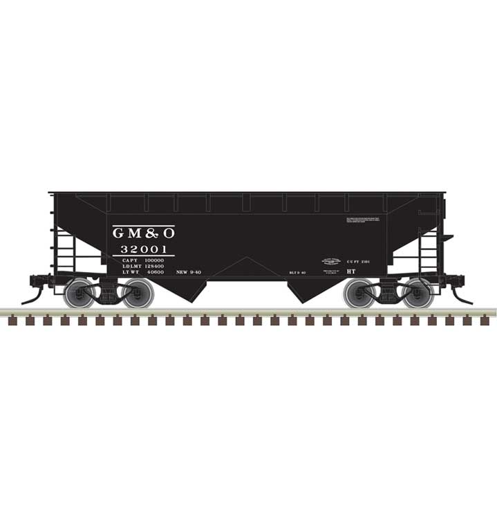 Offset-Side 2-Bay Open Hopper - Ready to Run -- Gulf, Mobile & Ohio #32033 (black, white)