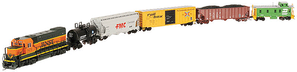Trainman(R) Diesel Freight Set -- Burlington Northern Santa Fe, GP15-1 Loco, 4 Cars & Caboose, Track & Pack