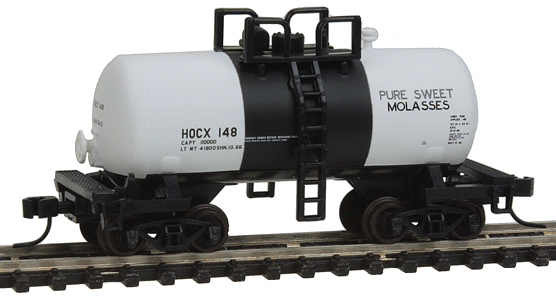 Trainman(R) 28' "Beer Can" Shorty Tank Car - Ready to Run -- Pure Sweet Molasses HOCX #148 (white, black)