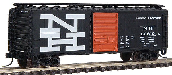 Atlas Trainman(R) 40' PS-1 Boxcar -- New Haven #36819 (black, white, orange)