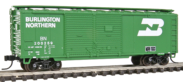 Trainman(R) 40' Double-Door Boxcar - Ready to Run -- Burlington Northern #200259 (Cascade Green, white, Large Logo)