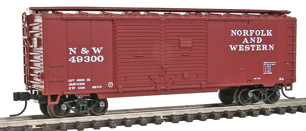 Trainman(R) 40' Double-Door Boxcar - Ready to Run -- Norfolk & Western #49300 (Boxcar Red, Spelled-Out Name)