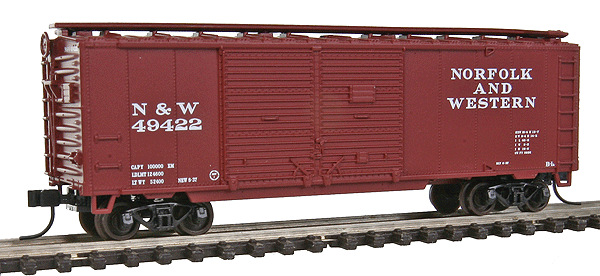 Trainman(R) 40' Double-Door Boxcar - Ready to Run -- Norfolk & Western #49422 (Boxcar Red, Spelled-Out Name)