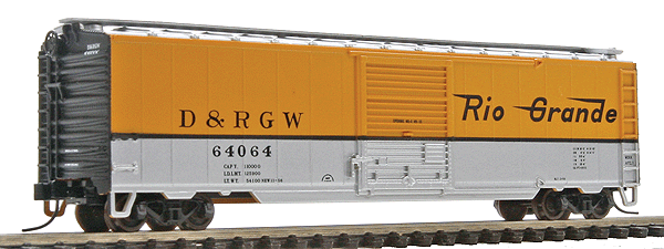 Atlas Trainman(R) 50' Single Door Boxcar -- Denver & Rio Grande Western #64064 (yellow, silver, black)
