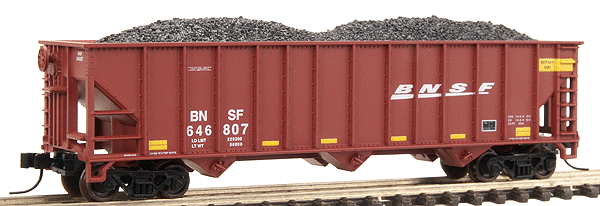 Atlas N Trainman(R) 90-Ton 3-Bay Open Hopper - Assembled -- Burlington Northern Santa Fe #646807 (Boxcar Red, white)