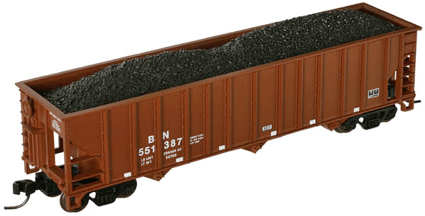 Atlas N Trainman(R) 90-Ton 3-Bay Open Hopper, Assembled -- Burlington Northern #551387 (Mineral Red, No Logo)