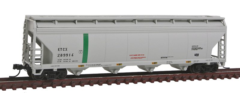ACF(R) 5250 4-Bay Covered Hopper - Ready to Run -- Eastman Chemical ETCX #289914 (gray, green, No Logo)