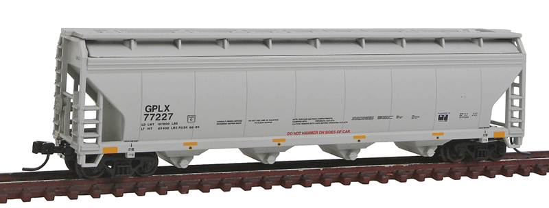 ACF(R) 5250 4-Bay Covered Hopper - Ready to Run -- General American GPLX #77227 (gray, yellow Conspicuity Markings, No Logo)
