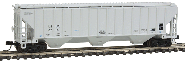 Trainman(R) Thrall 4750 3-Bay Covered Hopper - Ready to Run -- Chicago Freight Car Leasing CRDX #8714 (gray, No Logo)