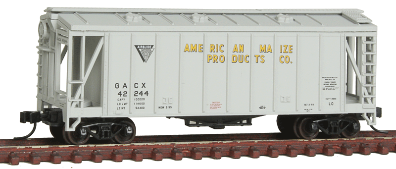 GATX 40' Airslide Covered Hopper - Ready to Run -- American Maize Products GACX #42244 (gray, yellow)