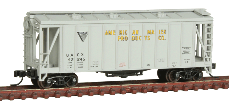 GATX 40' Airslide Covered Hopper - Ready to Run -- American Maize Products GACX #42245 (gray, yellow)
