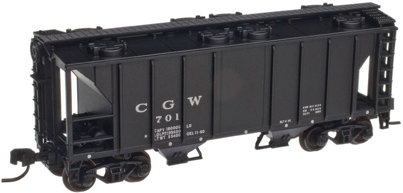 Pullman-Standard PS-2 2-Bay Covered Hopper - Ready to Run -- Chicago Great Western #701 (black)
