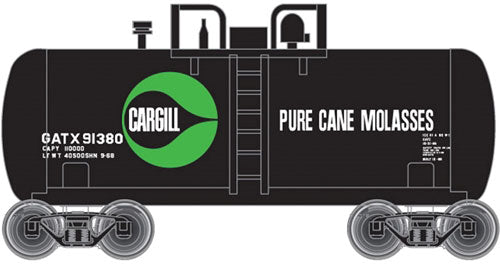 28' Beer Can Shorty Tank Car - Ready to Run -- Cargill GATX #91389 (black, green, Molasses Service)
