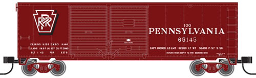 40' Double-Door Boxcar - Ready to Run -- Pennsylvania Railroad #64959 (Tuscan, Shadow Keystone)