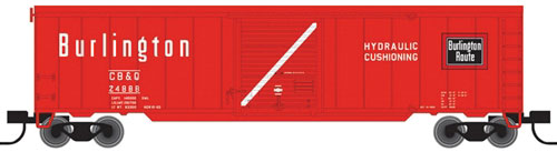 50' Single-Door Boxcar - Ready to Run -- Chicago, Burlington & Quincy #24888 (Chinese Red, white, black)