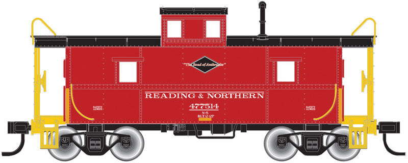 C&O-Style Steel Center-Cupola Caboose - Ready to Run -- Reading & Northern #477514 (red, black, yellow)