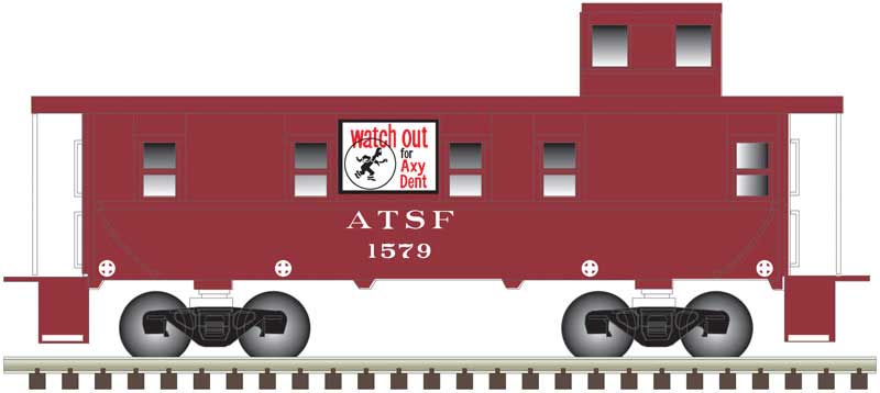 Santa Fe-Style Steel Cupola Caboose - Ready to Run -- Santa Fe #1607 (Boxcar Red, Axy Dent Safety Slogan Slogan)