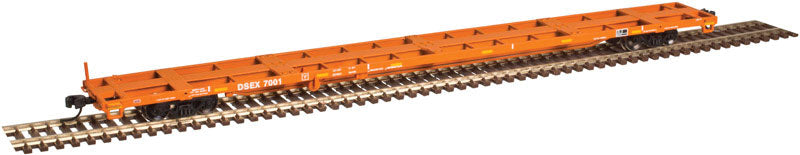 85' Trash Container Flatcar - Ready to Run -- East Carbon-DSEX #7001 (orange, yellow Conspicuity Markings)