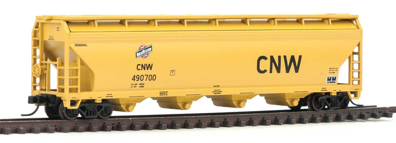 ACF 5250 4-Bay Covered Hopper - Ready to Run -- Chicago & North Western #490700 (yellow, black, Large CNW)