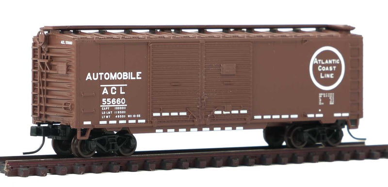 40' Double-Door Boxcar - Ready to Run -- Atlantic Coast Line #55660 (Boxcar Red, white, Circle Logo, Automobile Marki