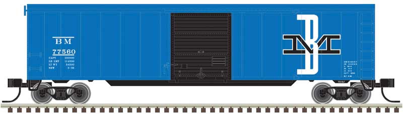 50' Single-Door Boxcar - Ready to Run -- Boston & Maine #77560 (blue, black; McGinnis Logo)
