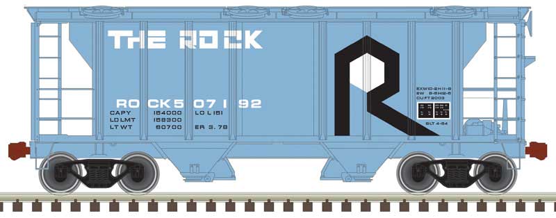 PS-2 2-Bay Covered Hopper - Ready to Run -- Rock Island 507192 (blue, black, white)