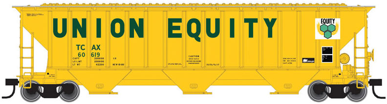 Thrall 4750 Covered Hopper - Ready to Run -- Union Equity TCAX 60610 (yellow, green, Billboard Lettering)