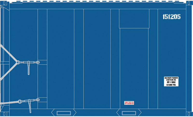 Municipal Solid Waste (MSW) Container 4-Pack - Assembled -- Solid Waste Transfer 150481, 150796, 150855, 151255 (blue, white)