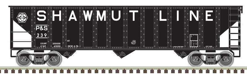 90-Ton 3-Bay Hopper with Load - Ready to Run -- Pittsburgh and Shawmut 207 (black, white)