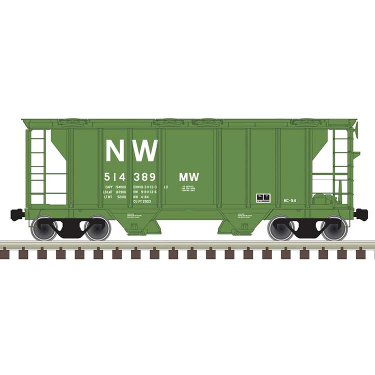 PS-2 2-Bay Covered Hopper - Ready to Run -- Norfolk & Western 514405 (MOW green, white, NW Logo)