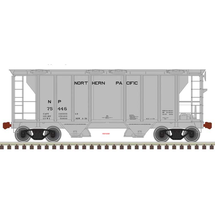 PS-2 2-Bay Covered Hopper - Ready to Run -- Northern Pacific 75446 (gray, black)