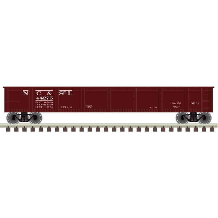 42' Steel Gondola w/Cement Container Load - Ready to Run - Master(R) -- Nashville, Chattanooga & St. Louis #44499 (Boxcar Red, white)