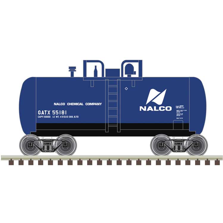 28' Beer Can Shorty Tank Car - Ready to Run -- Nalco GATX #55181 (blue, white)