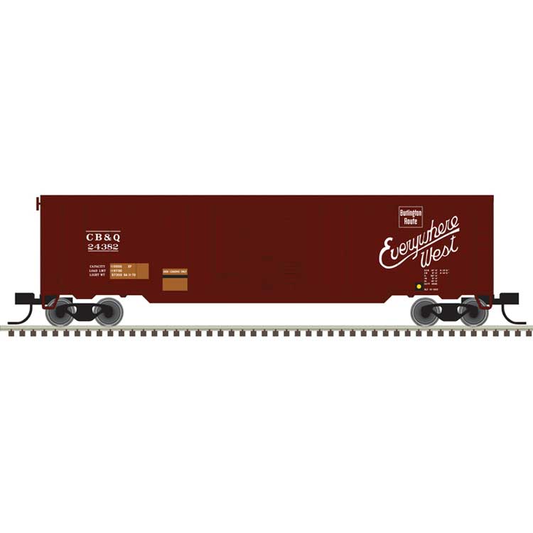 50' Single-Door Boxcar - Ready to Run -- Chicago, Burlington & Quincy #24382 (Boxcar Red, Everywhere West Slogan)