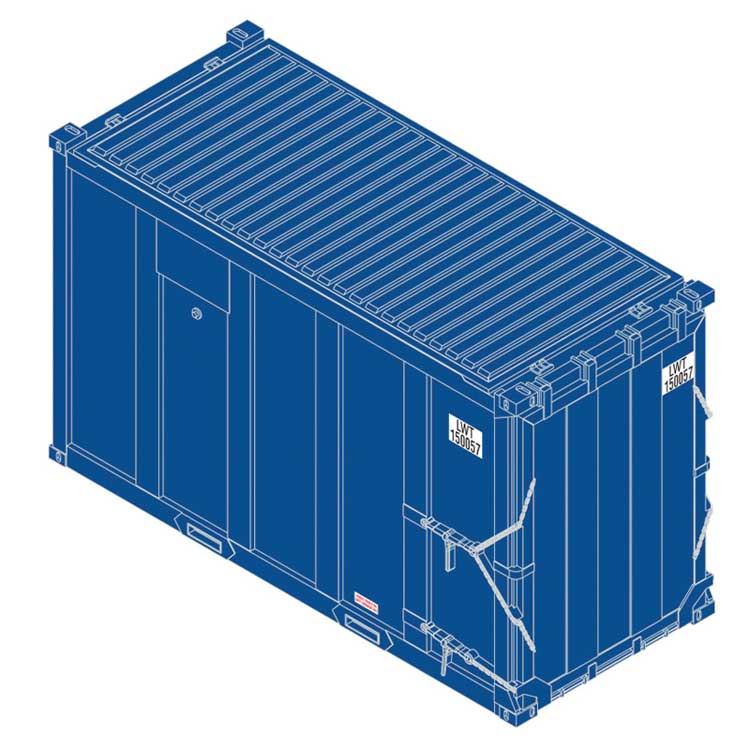 20' High-Cube MSW Trash Container 4-Pack - Ready to Run -- General American LWT #150057, 150604, 150986, 151308 (dark blue)