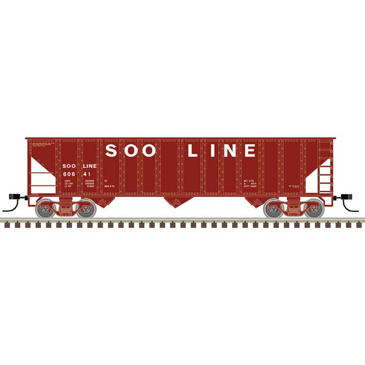 90-Ton 3-Bay Hopper with Load - Ready to Run -- Soo Line #60641 (Boxcar Red, white)