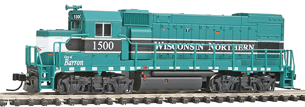 Trainman(R) Diesel EMD GP15-1 - Standard DC -- Wisconsin Northern #1500 (City of Barron, green, black)