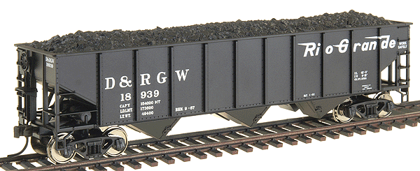 Atlas HO Trainman(TM) AAR 70-Ton 3-Bay Open Hopper -- Denver & Rio Grande Western #18921 (black, white "flying" Rio Grande