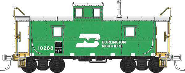 Atlas HO Trainman(TM) C&O-Style Center Cupola Caboose -- Burlington Northern #10288 (green, white)