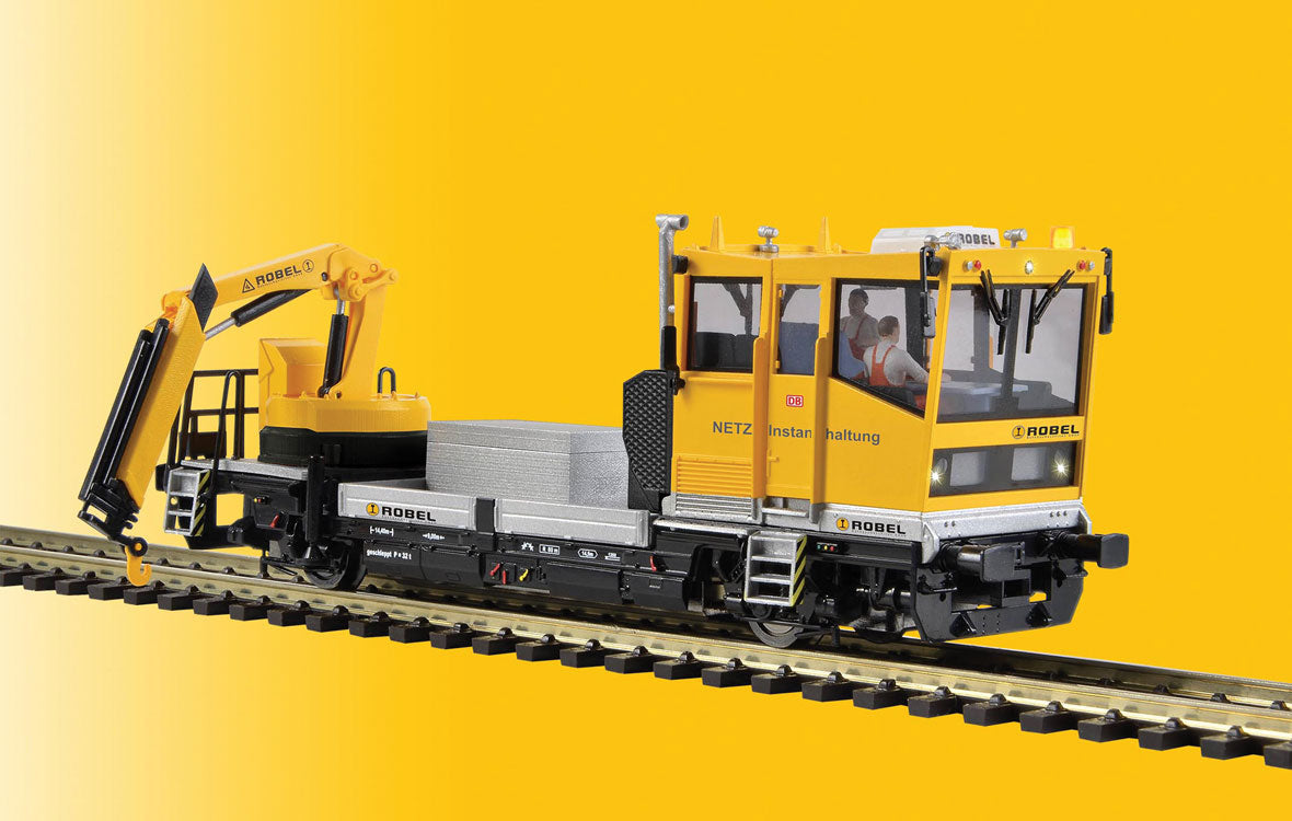 Robel 54.22 Track Maintenance Car w/Working Crane, Sound & DCC -- NETZ (yellow, black, gray)-3